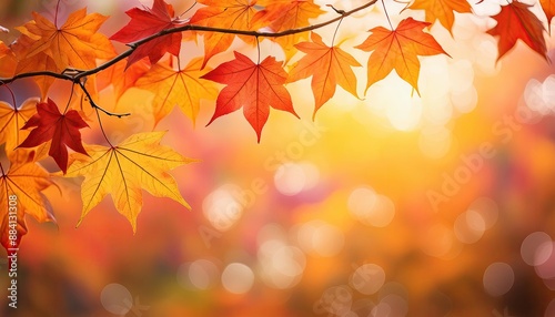 Fall background, leaf copy space background, A vibrant autumn background featuring a gradient of warm orange © Tilak