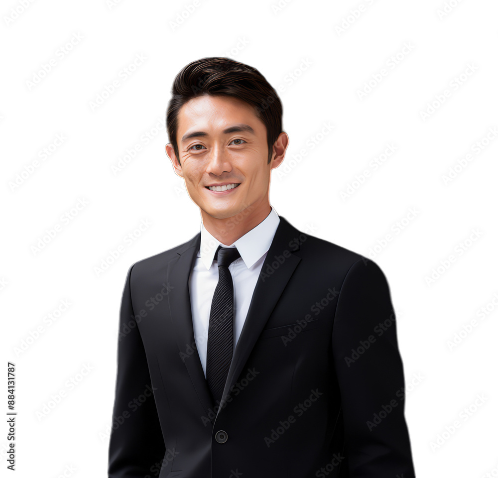 Young Asian businessman smiling isolated on transparent background. Young Asian businessman smiling isolated on transparent background.