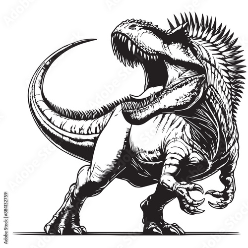 Coloring Page Outline of Carnotaurus roaring Dinosaur. Coloring Book page for kids. outline vector illustration isolated on a white background