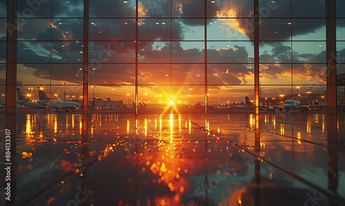 Wallpaper Mural The silhouette of an airport at sunset. Torontodigital.ca