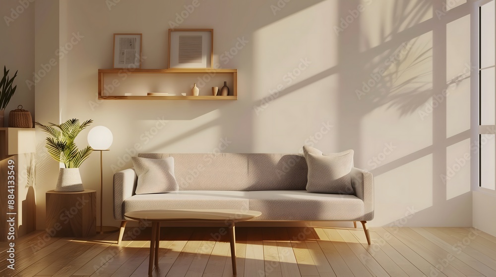A living room with a gray couch and a few potted plants. The couch is covered in pillows and has a wooden coffee table in front of it. The room has a cozy and inviting atmosphere A living room with a gray couch and a few potted plants. The couch is covered in pillows and has a wooden coffee table in front of it. The room has a cozy and inviting atmosphere