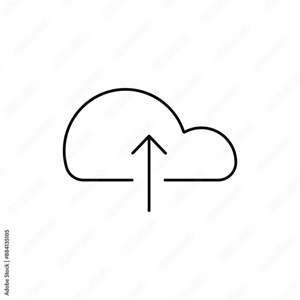 Cloud upload line icon on white. Vector Cloud upload line icon on white. Vector