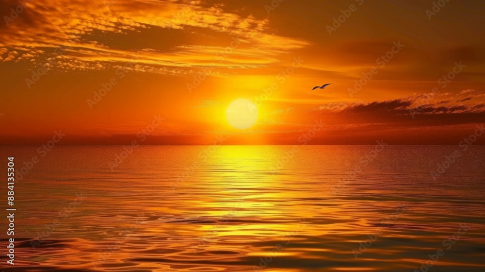The sun sets on the horizon, casting a warm, golden light over the tranquil sea. Enjoy the peaceful end to a beautiful day The sun sets on the horizon, casting a warm, golden light over the tranquil sea. Enjoy the peaceful end to a beautiful day