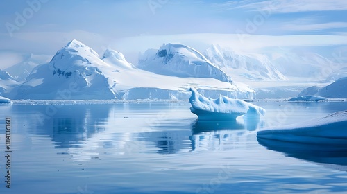 Icy arctic scene with dramatic glaciers and snowy expanses, perfect for conveying the beauty of cold and remote environments. 