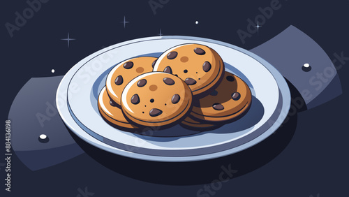cookies on a plate illustration of a muffin on blue background chip cookies chocolate chip cookies on plate
