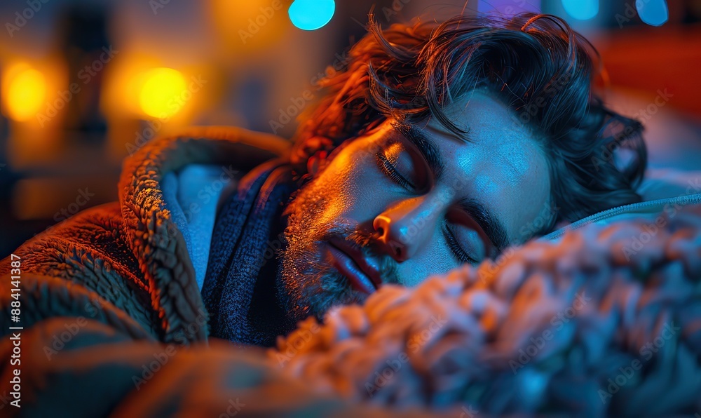 A stressed and tired man sleeps in front of his computer. A stressed and tired man sleeps in front of his computer.