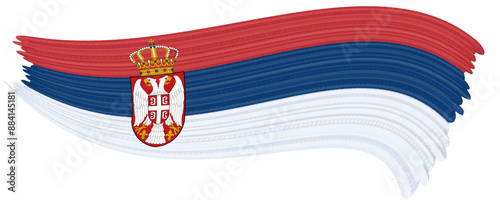 serbian flag with paint strokes on transparent background