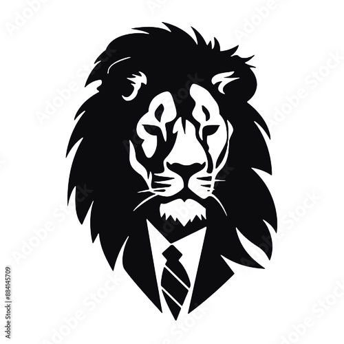 Lion in Business Attire silhouette. isolated on white background. Vector illustration