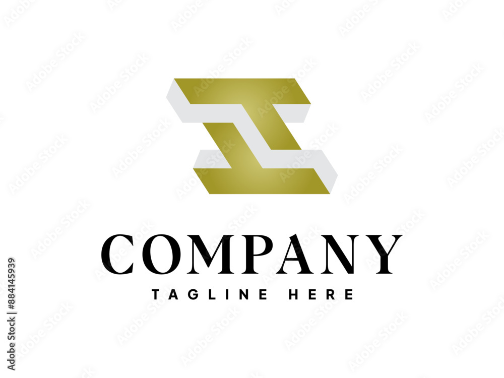 Fototapeta premium Letter T 3D Geometry Ambigram Logo Template
