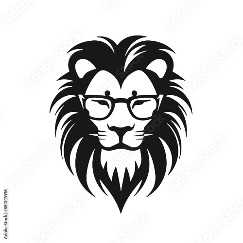 Lion in Business Attire silhouette. isolated on white background. Vector illustration