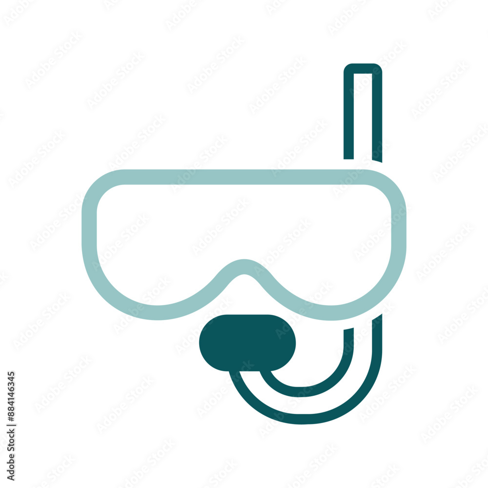 Diving mask with snorkel flat vector icon Diving mask with snorkel flat vector icon