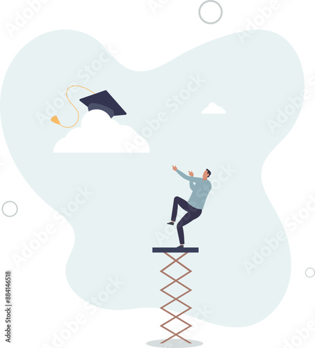 High education, cost and expense to graduate high degree education concept.flat design.illustration with people.