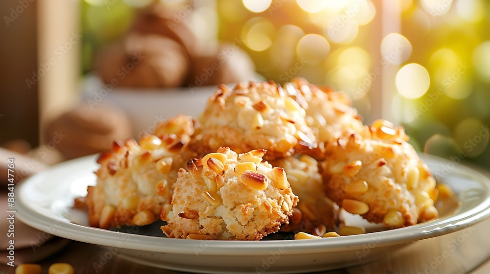 Delicious Pinecone-Shaped Cookies on a White Plate Delicious Pinecone-Shaped Cookies on a White Plate