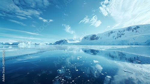 Icy arctic scene with dramatic glaciers and snowy expanses, perfect for conveying the beauty of cold and remote environments. 