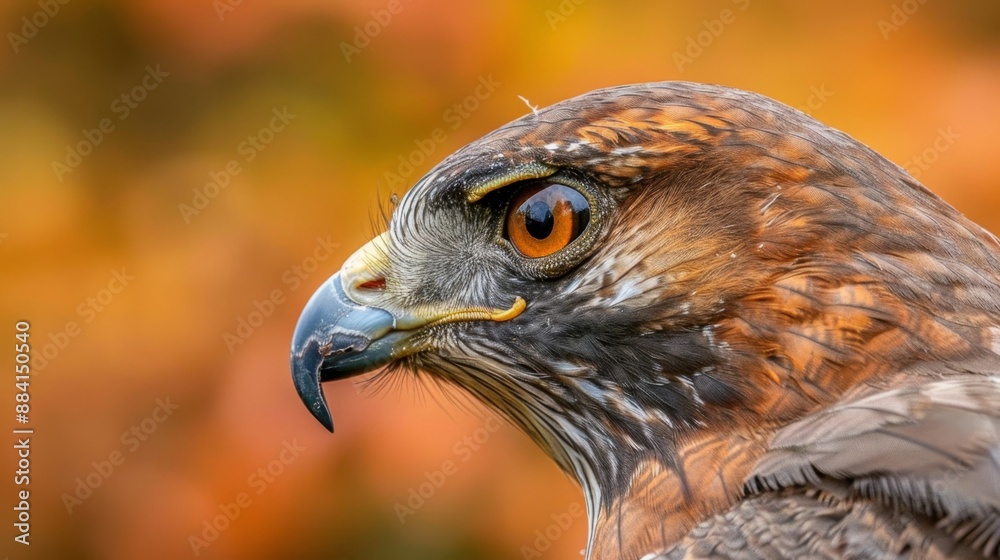 Majestic Red-tailed Hawk Close-up with Autumnal Backdrop Majestic Red-tailed Hawk Close-up with Autumnal Backdrop