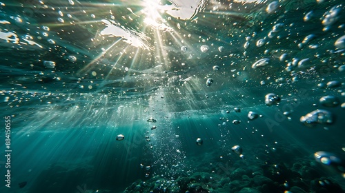 Sunrays Through the Ocean Surface with Bubbles