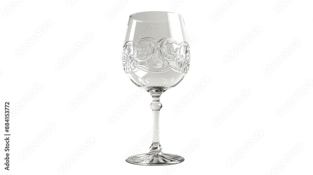 Elegant clear wine glass with intricate floral designs, perfect for formal dining settings and special celebrations, featuring a sleek stem and wide bowl. Elegant clear wine glass with intricate floral designs, perfect for formal dining settings and special celebrations, featuring a sleek stem and wide bowl.