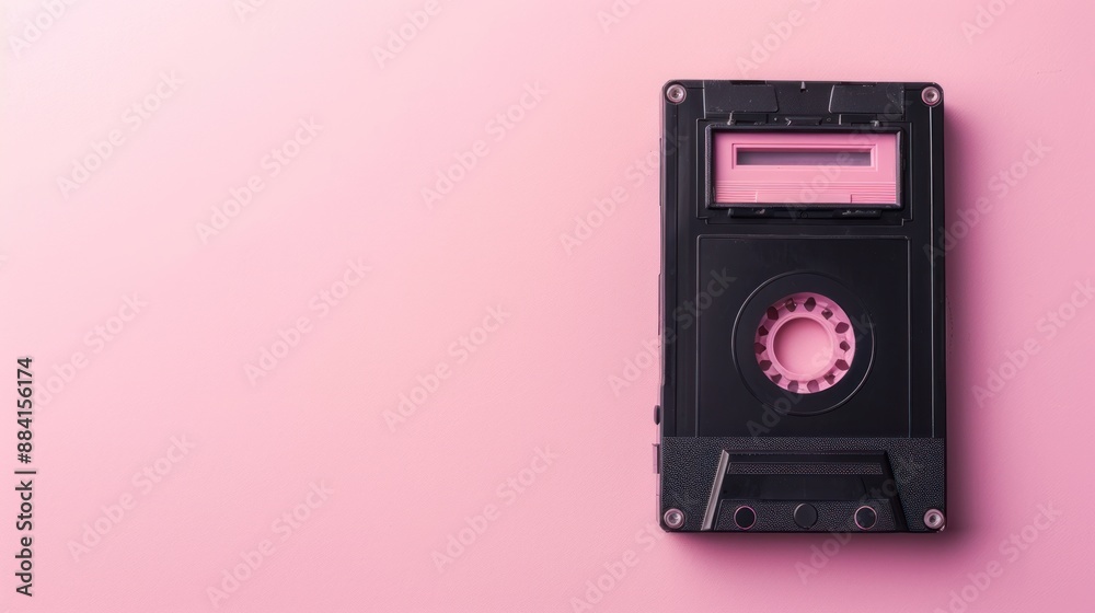 Fototapeta premium Vintage Cassette Tape on a Pink Background