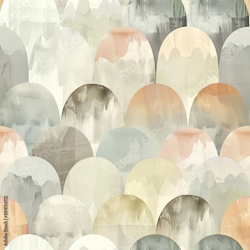 Abstract Watercolor Semicircles Pattern Background