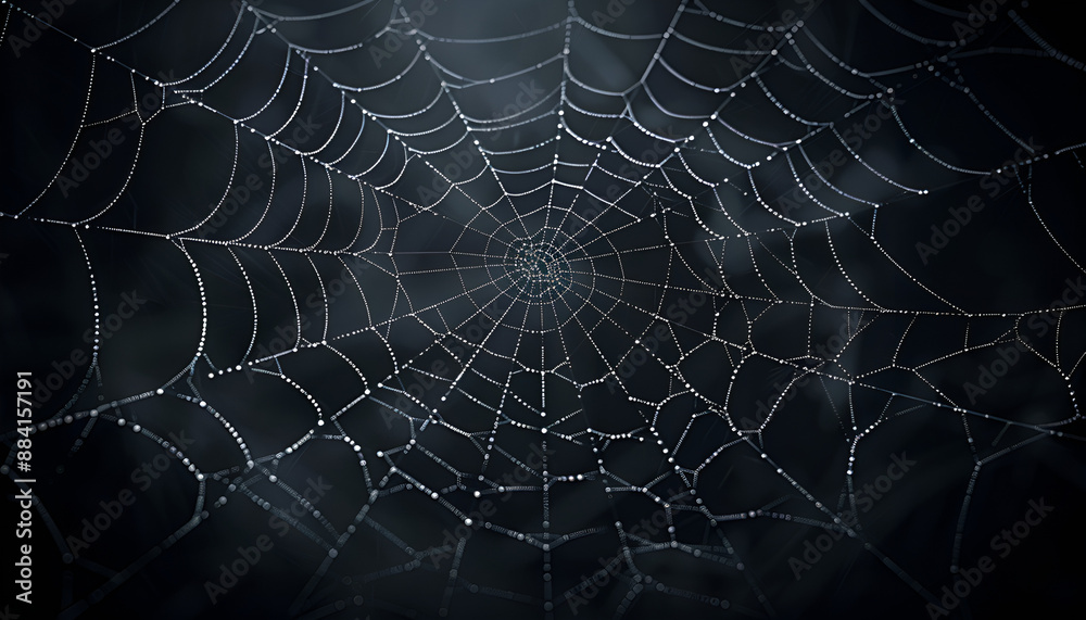 Naklejka premium spider web on a dark background