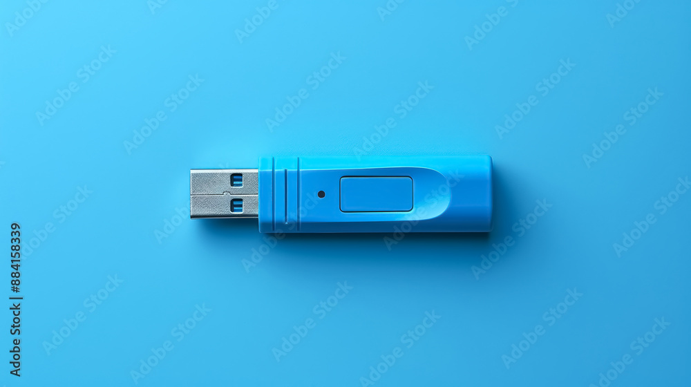 blue usb flash drive on matching blue background minimalist design blue usb flash drive on matching blue background minimalist design