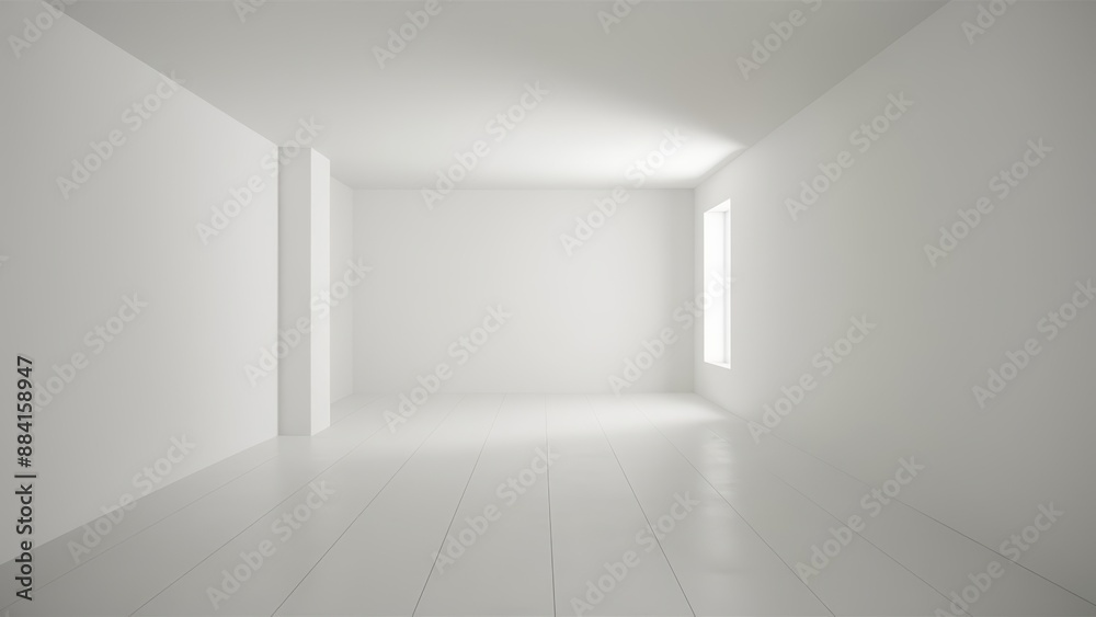 empty white room, with stark white walls and a smooth white floor with A single window in the corner empty white room, with stark white walls and a smooth white floor with A single window in the corner