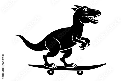 
Dinosaur riding skateboard silhouette vector illustration

