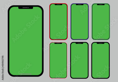 smartphone mockup greenscreen. mobile phone vector Isolated Background.