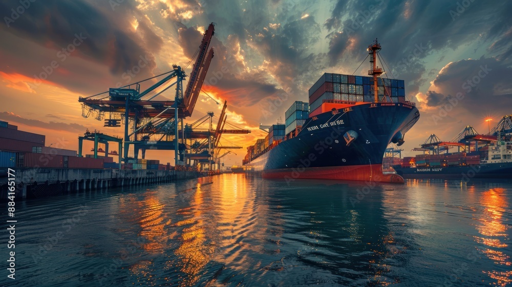 Cargo Ship at Sunset Cargo Ship at Sunset