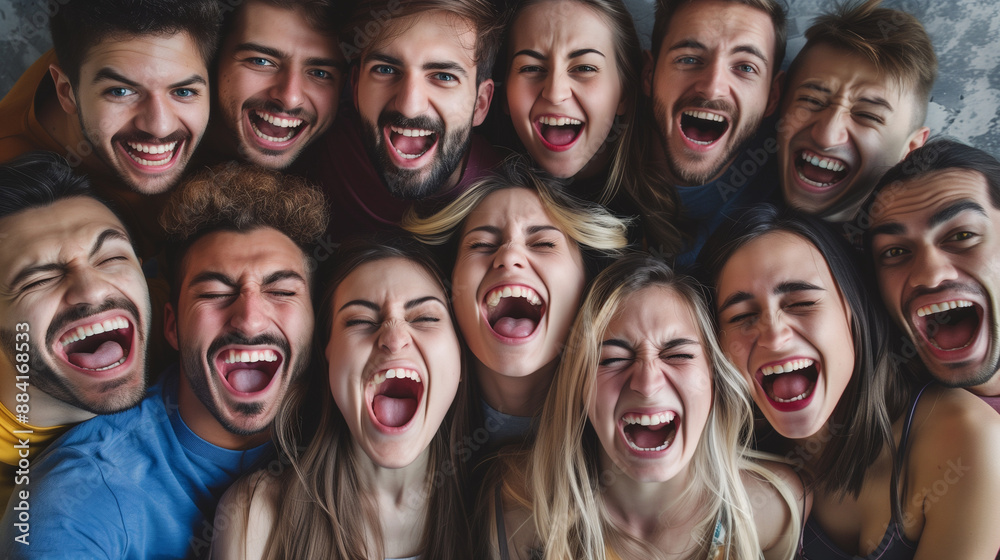 Group of friends making funny grimaces Group of friends making funny grimaces