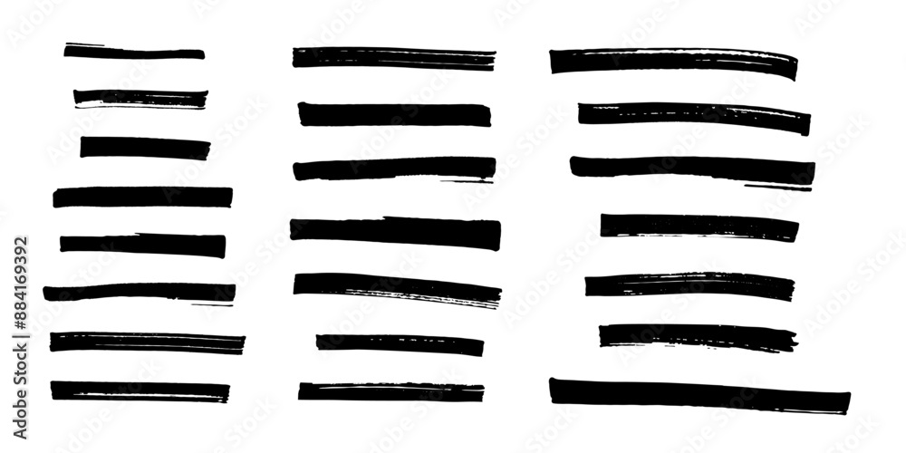 © backup16 - Black highlight marker stripes isolated on white background. Marker pen lines hand drawn set. Vector graphic stylish design elements.