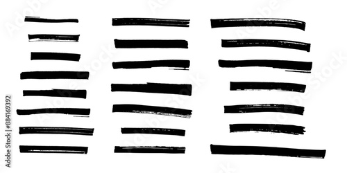 Black highlight marker stripes isolated on white background. Marker pen lines hand drawn set. Vector graphic stylish design elements.
