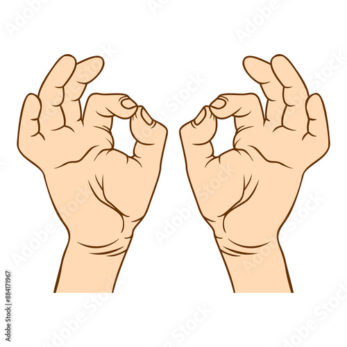 Okay, OK or ring hand gesture sign line art vector icon for apps, web, banner, poster, print and website, isolated on white color background
