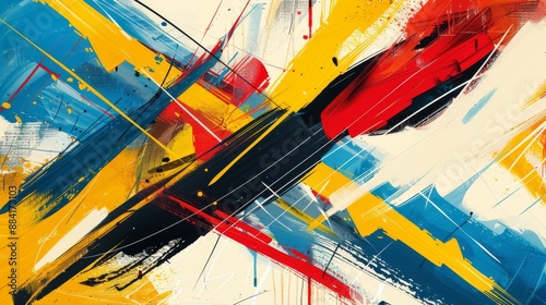 Abstract painting with bright colors and bold brushstrokes photo