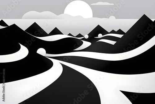 Abstract Representation of Turbulent Stock Market - A Symphony of Black and White photo