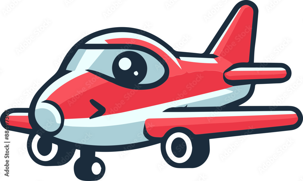 Cute cartoon red airplane with big eyes, perfect for children's illustrations or travel concepts. vector Cute cartoon red airplane with big eyes, perfect for children's illustrations or travel concepts. vector