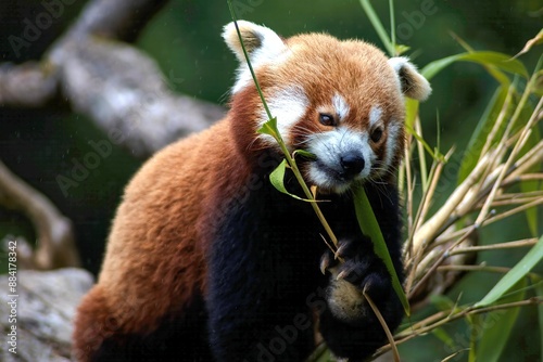Photography Red Panda eating bamboo
