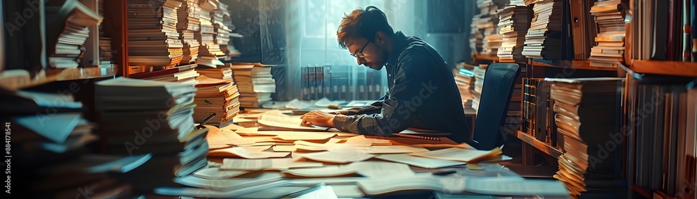 Hacker Uncovering Secrets in a Digital Archive with Old Confidential Files Hacker Uncovering Secrets in a Digital Archive with Old Confidential Files