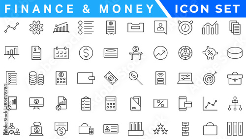 Money line icons. Set of Banking, Wallet and Coins icons. Credit card, Currency exchange and Cashback money service. Euro and Dollar, Cash wallet, exchange. Banking credit card, atm payment. Vector