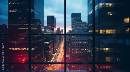 Wallpaper Mural Captivating urban panorama viewed from high rise building window with vibrant colors Torontodigital.ca