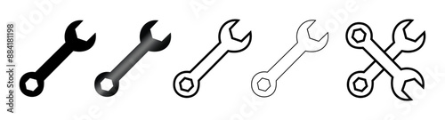Mechanic spanner sign set. Professional mechanical maintain tool sign for UI designs.