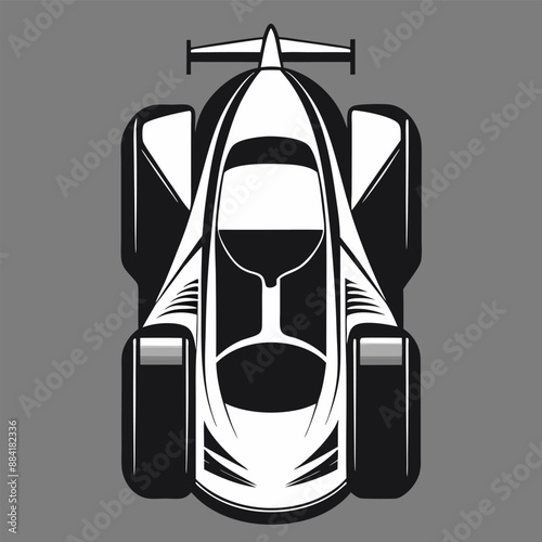 Silhouette style black and white modern racing car vector art
