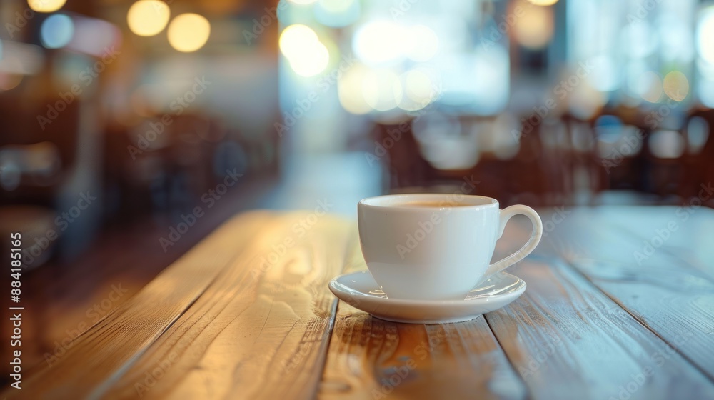 Coffee Cup on Wooden Table in Cafe Coffee Cup on Wooden Table in Cafe