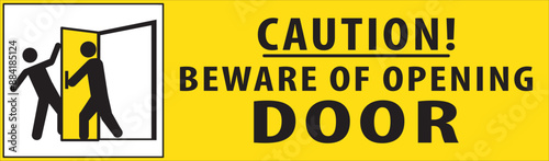 Beware of opening door warning sign notice.eps