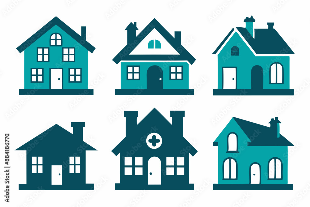 House icon set, Collection home icons. Set of real estate objects and houses black icons isolated on white background. Vector illustration.
House icon set, Collection home icons. Set of real estate objects and houses black icons isolated on white background. Vector illustration.