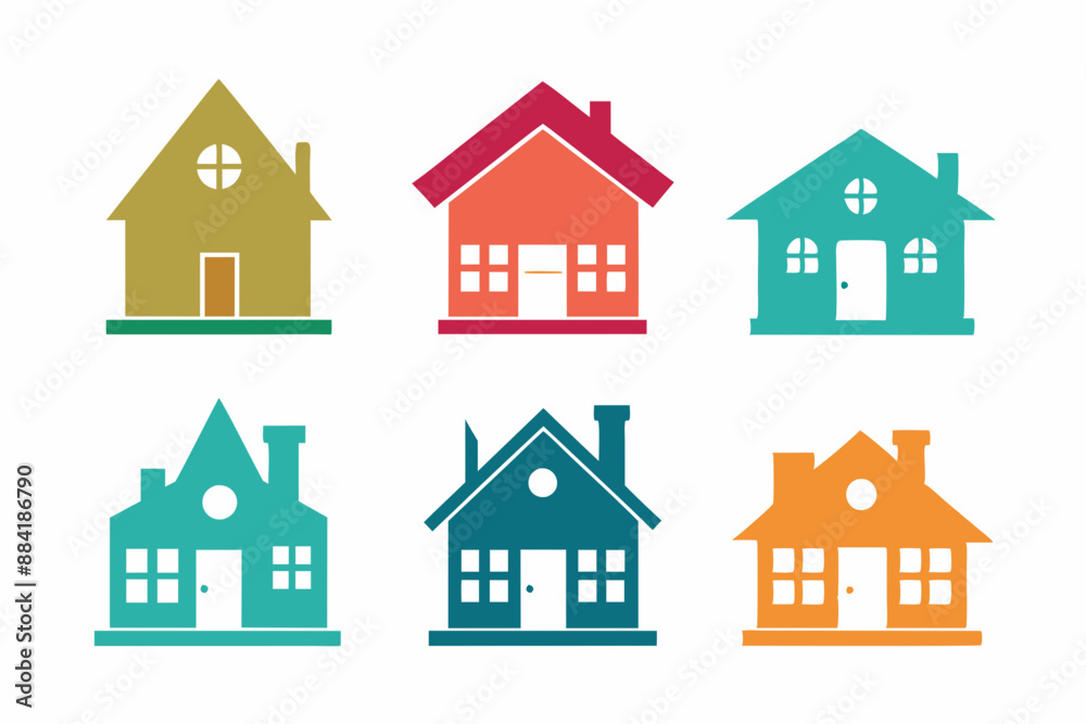 House icon set, Collection home icons. Set of real estate objects and houses black icons isolated on white background. Vector illustration.
House icon set, Collection home icons. Set of real estate objects and houses black icons isolated on white background. Vector illustration.