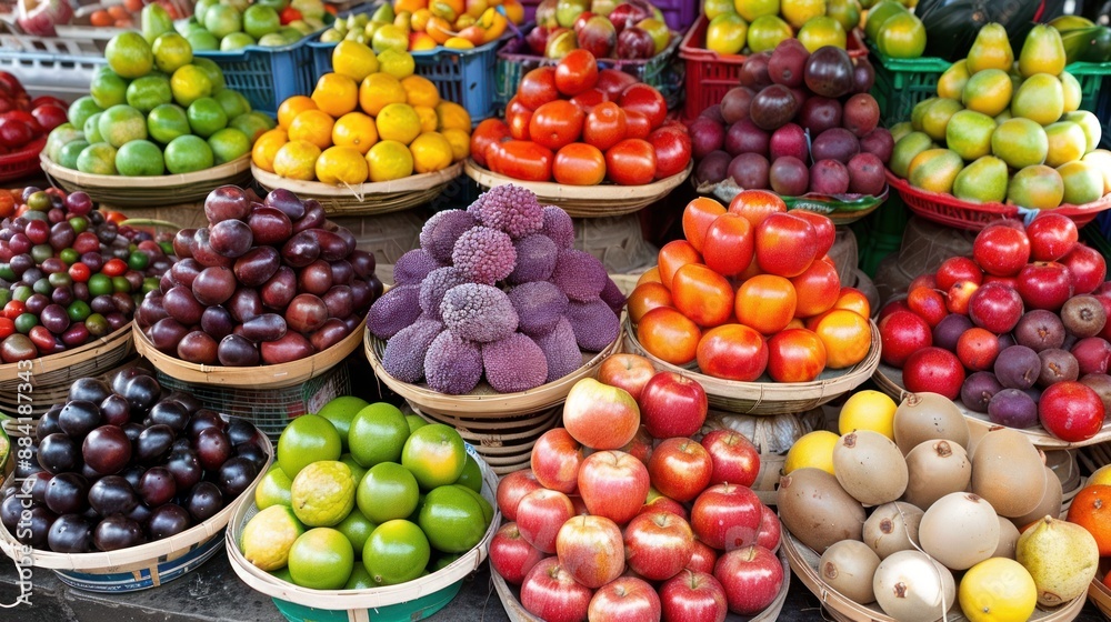 Vibrant Fruit Display in a Market Vibrant Fruit Display in a Market