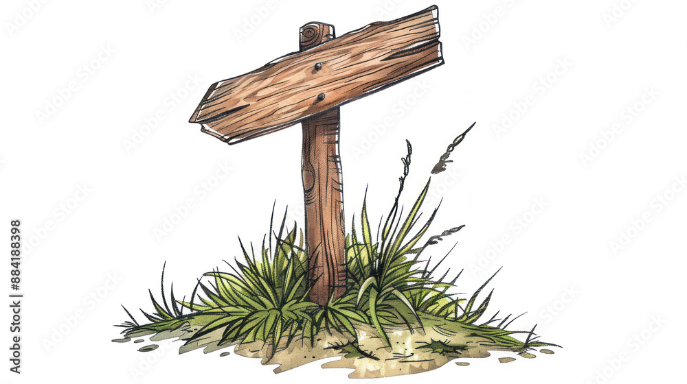 Wooden Signpost with Grass. Wooden Signpost with Grass.