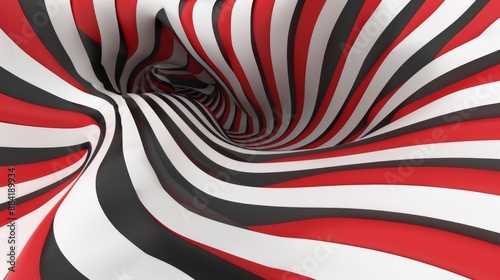An optical illusion design with stripes that appear to ripple and twist in a 3D vector illustration