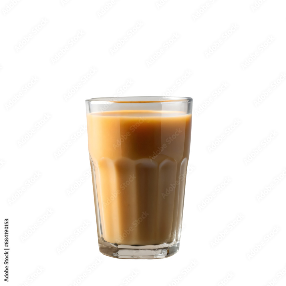 Isolated beverage glasses showcase a milk tea Isolated beverage glasses showcase a milk tea